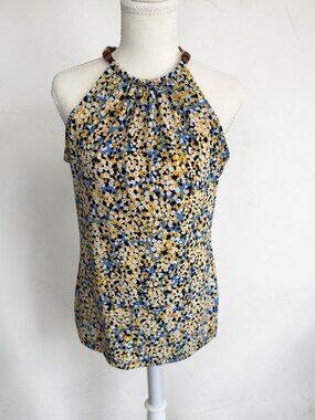 MICHAEL KORS Floral Buckle Neckline Tank top Size Medium NEW NWT